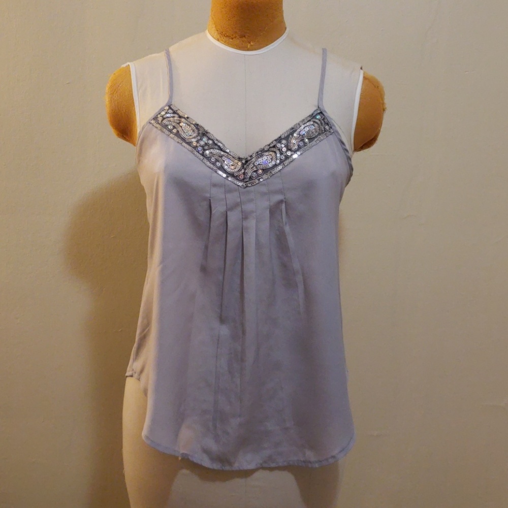 Grey sequin camisole tank top